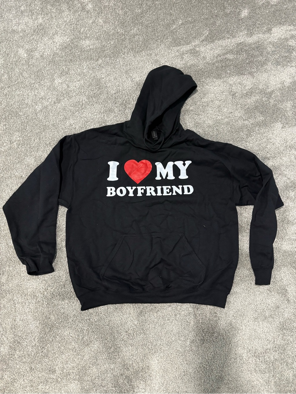 I Love My Boyfriend Black Hoodie L